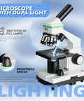 Professional Compound Microscope For Home Lab And School Use, 100X To 3000X High Power Biological Microscope with dual LED light