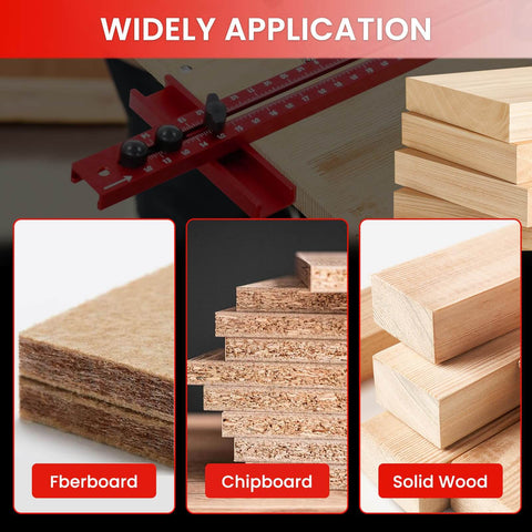 Image showing the All In One Pro Grade Router Jig For Woodworking A 4 In 1 Aluminum Circle Cutter Groove Bracket with fiberboard, chipboard, solid wood applications.