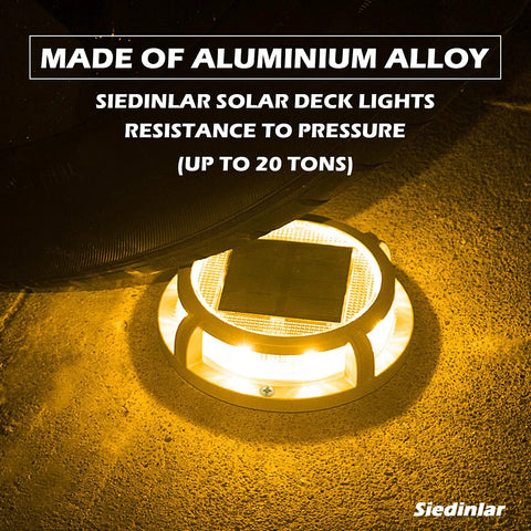 Solar Deck Lights Outdoor 16 LED Dual Mode Pathway And Driveway Markers Waterproof Ground Step Lights on pavement at night
