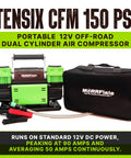 TenSix 10.6 CFM 150 PSI Portable Dual Cylinder 12V Off Road Air Compressor for SUVs and Trucks with carrying bag