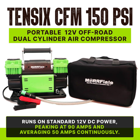 TenSix 10.6 CFM 150 PSI Portable Dual Cylinder 12V Off Road Air Compressor for SUVs and Trucks with carrying bag