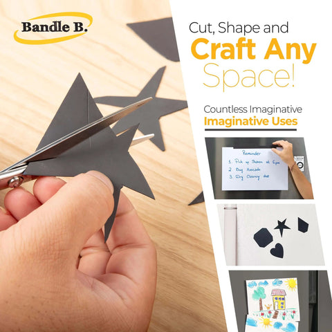Flexible Magnetic Sheets With Adhesive Backing Pack Of Four 8 By 10 Inches Each 16 Mil Thick being cut into shapes for crafts and labels