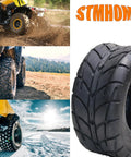 ATV All Terrain Tires Set Of 2 16x8-7 200/55-7 4PR Tubeless Street Ready Go Kart Tires showcasing rough terrain use