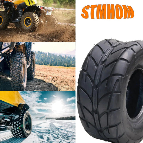 ATV All Terrain Tires Set Of 2 16x8-7 200/55-7 4PR Tubeless Street Ready Go Kart Tires showcasing rough terrain use