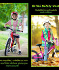 Eighty Pack High Visibility Reflective Safety Vests In Neon Lime Green Heavy Duty Work Gear For Construction Teams And Warehouse Crews Keeps Your Squad Looking Sharp And Staying Safe While Crushing The Daily Grind. Children wearing neon lime safety vests while riding bikes.