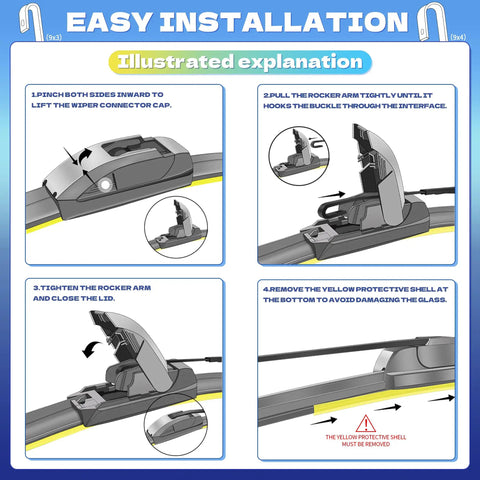 Easy installation guide for Premium Front Windshield Wiper Blades 26 Inch And 16 Inch for Toyota vehicles.