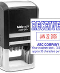 Super Large Rolling Date Self Inking Stamp With Receive Alert And Custom Line Dual Blue Red Ink Desk Essential Works Like A Champ Built Tough For Heavy Everyday Use Totally Hassle Free showing received stamp and custom lines.