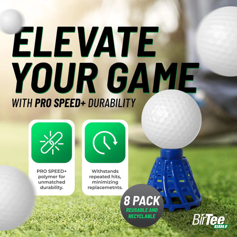Golf ball on Pro Speed Plus Flexible Plastic Golf Tees Eight Pack For Indoor Golf And Golf Simulators White Durable Tees