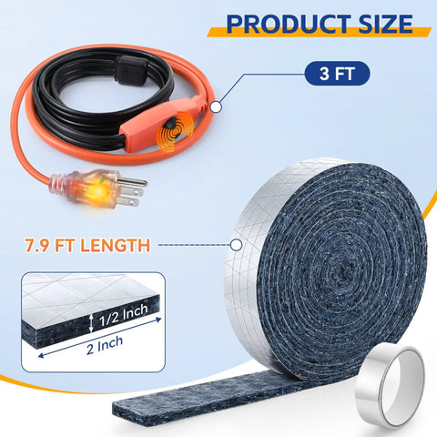 Self Regulating Water Pipe Heat Tape And Pipe Insulation Wrap For Freeze Protection And Temperature Control In RV And Home
