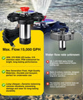 Comparison of RGB LED Pond Fountain Aerator With Floating Light Show And Lit Night Illumination 750W 1HP Pump