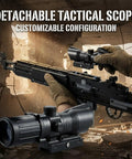 One To One Scale MK14 Style Gun Block Set with detachable tactical scope, 1568 pieces, military model kit for display.