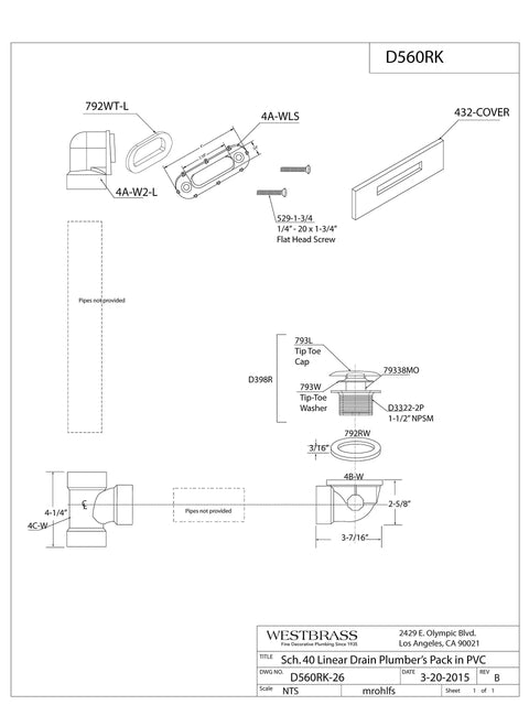 Polished Nickel Tip Toe Bathtub Drain Plug Kit With Linear Overflow Plate And Fittings 5 Pack Coarse Thread Plumbing Bundle installation diagram.
