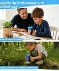 1000X HD Digital Handheld Microscope For Kids With 2.4 Inch IPS Screen Kid Friendly Portable Home Science Toy For Clear Macro And Micro Views Built In Camera For Quick Photos Perfect For Curious Little Explorers, shown indoors and outdoors
