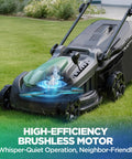 18 Inch Cordless Lawn Mower With 40V Self Propelled Power, 2x5.0Ah Batteries And Charger, Brushless Motor on grass