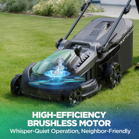 18 Inch Cordless Lawn Mower With 40V Self Propelled Power, 2x5.0Ah Batteries And Charger, Brushless Motor on grass