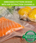 Extra Wide 15 Inch Vacuum Sealer Bags Roll 50 Feet Textured BPA Free Heavy Duty 3.5 Mil with salmon and lemons sealed