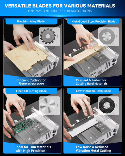 Mini Table Saw For Crafts, Portable Multifunction Table Saw With Adjustable Cutting Angle, Speed, And Depth for various materials