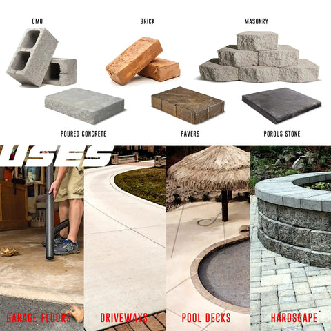 Knockout Commercial Grade Concrete Driveway Sealer Featuring Silane And Siloxane Formula for various concrete surfaces and applications.