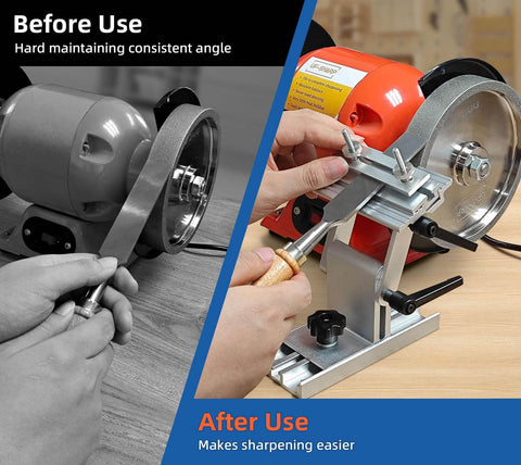 Adjustable Bench Grinder Tool Rest Sharpening Jig For 6 Inch And 8 Inch Grinders Beveled Sliding Blade Holder demo