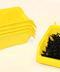 Pegboard Bin Kit For Garage And Workshop Organization, 9 Durable Plastic Bins Sized 4 X 7 X 3 Inches, stack of yellow bins