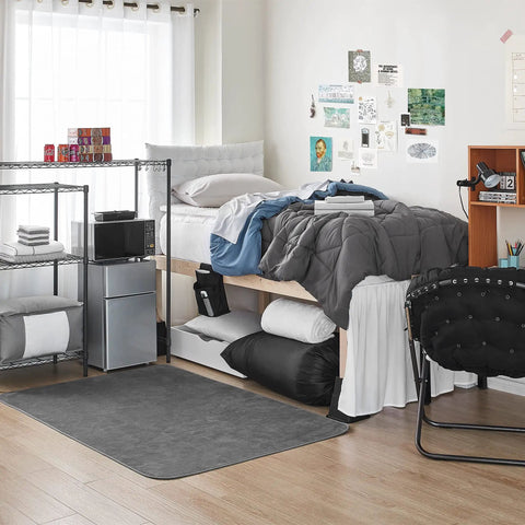 Gunmetal Gray Beefy Adjustable Shelving Unit With 18 Gauge Steel, Tool Free Assembly, 300 Lb Capacity, 1 Inch Shelf Increments, Durable Wire Frame With Venting For Electronics, Perfect Garage And Home Organization in bedroom