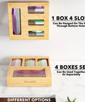 Durable Bamboo Bag Holder For Kitchen Drawer Fits Gallon Quart Sandwich Snack Bags Crushes Clutter And Keeps Your Pantry Slick And Super Hella Organized All Day, wall and countertop storage options.