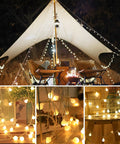 Battery Operated Globe String Lights 33ft With 100 LED Globes Remote Control 8 Modes And Timer Warm White around camping tent
