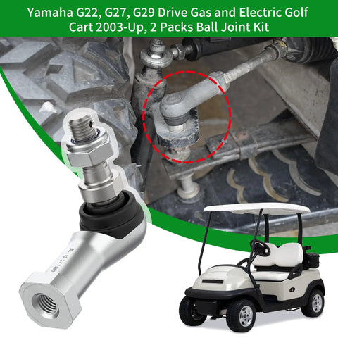 Outer Tie Rod End Replacement Kit For Yamaha Golf Carts G22 G27 G29 Drive Gas And Electric 2003 Up 2-Pack Ball Joint Replacement Replaces OEM JU0-F3841-00, installed on front steering