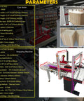 Image of Top Shelf Automatic Carton Sealer And Strapping Machine Combo with detailed parameters and dimensions, suited for busy warehouses.