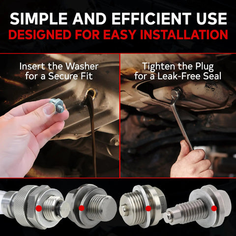 Made In USA M12 Oil Drain Plug Crush Washer Set, 20 Pack Aluminum Gasket Seals For Infiniti, Lexus, Nissan, Toyota And More, 12mm Crush Washers For Precise Oil Tight Seals And Durable Performance. M12 aluminum crush washers shown on drain plug installation