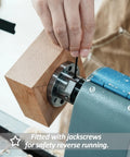 Hand tightening screws on a 3 Inch Steel Wood Lathe Face Plate With 8 Screw Holes For Easy Mounting On 1x8 TPI Spindle Includes 8 M6 Screws Heavy Duty Lathe Accessory For Turning Wood Projects, attached to a wooden block.