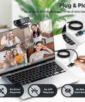 Hella Crisp 1080P HD Webcam With Noise Cancelling Mic And Privacy Shutter For Gaming Live Stream And Video Calls, mounted on laptop for video chat.