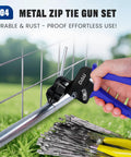 Heavy Duty Stainless Steel Cable Tie Gun Kit With 150 Zip Ties In Use on Fence