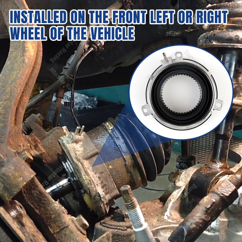 Round locking hub actuator for 4WD with metal housing, black seal, and serrated inner gear
