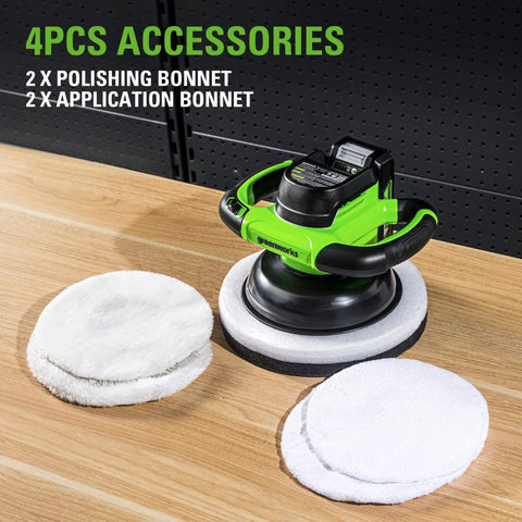 Cordless Orbital Buffer With 10 Inch Pad And 2800 RPM Long Runtime No Cord Convenience Includes 2.0Ah Battery And 2A Charger
