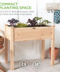 Raised Garden Bed On A Sturdy Wood Stand With Drainage And Bed Liner, Elevated Planter Box For Kids And Backyard Patio Veggies, 34 By 18 By 30 Inches, 150 Pound Capacity, Natural Finish