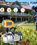 Beefed Up Three Quarters Horsepower 110V Water Pressure Booster Pump for irrigation in gardens, 1056GPH, 131ft Head, 4 Bar Suction