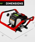 One Or Two Person Use 52Cc Auger Beast Powerhead with dimensions of 20x16x14 inches and red handles.