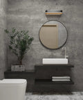 Bathroom with 24 By 354 Inch 3D Wide Concrete Wallpaper Peel And Stick Self Adhesive Vinyl Wrap In Light Grey Cement Texture on walls.