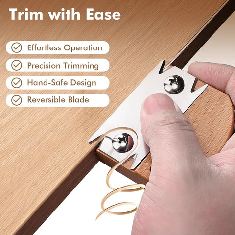 Using Pro Grade Wooden Edge Banding Trimmer with Three Replacement Blades and Comfortable Wood Handle for clean smooth edges