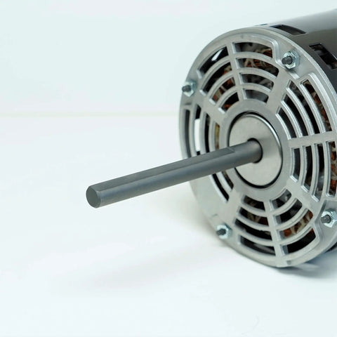 Side view of Packard 45117 Furnace Blower Motor One Third HP Replacement For Carrier Bryant Payne HC41AE117A showing shaft and vent details.
