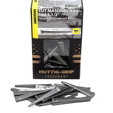 Heavy Duty Cut Head Masonry Nails 3 1/2 Inches 16D Tempered Hardened Steel For Furring Strips Cinder Block And Brick Walls Built Like A Tank Job Site Hardware 5 Lb Box Holds 75 Rugged Nails