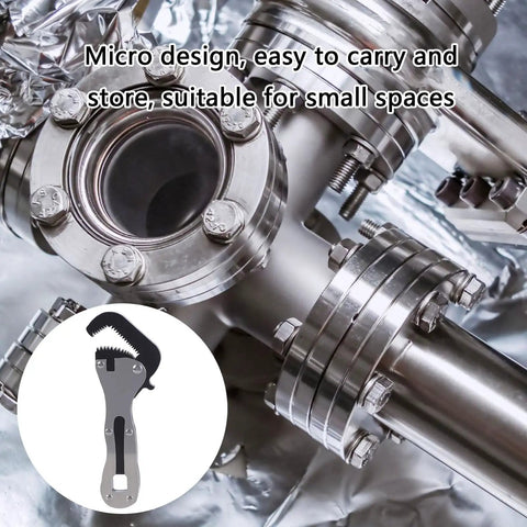 Miniature Rough Wrench Tool For Automotive And Furniture Assembly, Tight Space Quick Fixes, shown on metallic background