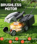 Lightweight Cordless Lawn Mower With 14 Inch Deck And 5.0Ah Battery, Easy Start Push Mower For Small Yards, No Gas, Quiet Power, Low Maintenance, Long Lasting Charge For Up To 2,800 Sq Ft, brushless motor