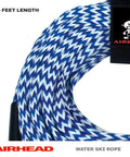 75 Foot Water Ski Rope With Tractor Grip Handle 1 Section Aluminum Core 12 Inch Grip Blue And White Great For Wakeboarding And Kneeboarding Durable Tow Line For A Smooth Ride rope coiled.