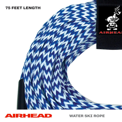 75 Foot Water Ski Rope With Tractor Grip Handle 1 Section Aluminum Core 12 Inch Grip Blue And White Great For Wakeboarding And Kneeboarding Durable Tow Line For A Smooth Ride rope coiled.