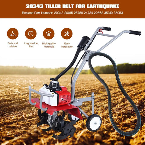 Workhorse Heavy Duty Tiller Belt for Earthquake Rear Tine Tiller and Versa Tiller 12x728 4L HA Drive Belt visible on tiller