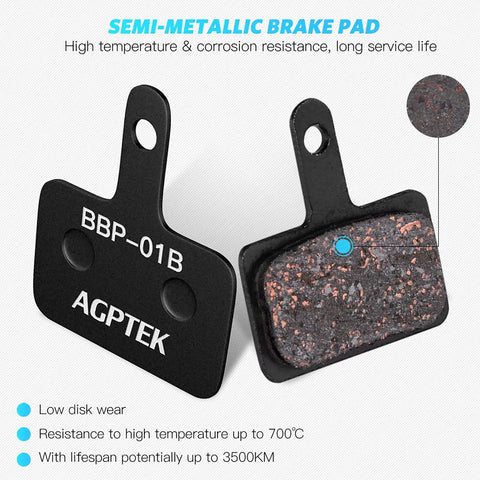 High Performance Mountain Bike Disc Brake Pads With Spring Semi Metallic Copper Fiber And Kevlar For Quiet Grippy Stopping Power Excellent Heat Dissipation And Wear Resistance Compatible With TRP Tektro Shimano Deore Brakes