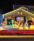 Festive house adorned with Warm White Christmas String Lights, 20 Ft, 100-Count Incandescent White Wire Lights for outdoor decor.
