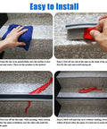 Installation process of Self Adhesive Black Vinyl Stair Nosing Edge Protector Non Slip Waterproof Stair Edging Trim For Indoor Outdoor Staircases Bullnose Design 20 Ft Molding With Thick Triangular Grooves For Extra Friction And Safer Steps